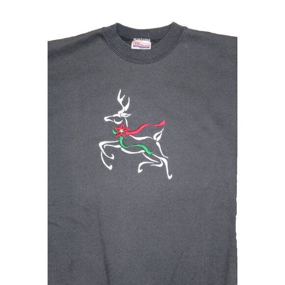 Vintage 90s Rudolph Red-Nosed Reindeer Christmas Sweatshirt Charcoal Adult Large - Picture 3 of 6
